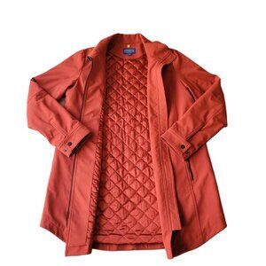 Pendleton Quilted Coat Women's Medium Rust Orange Zip Long Jacket Classic Style